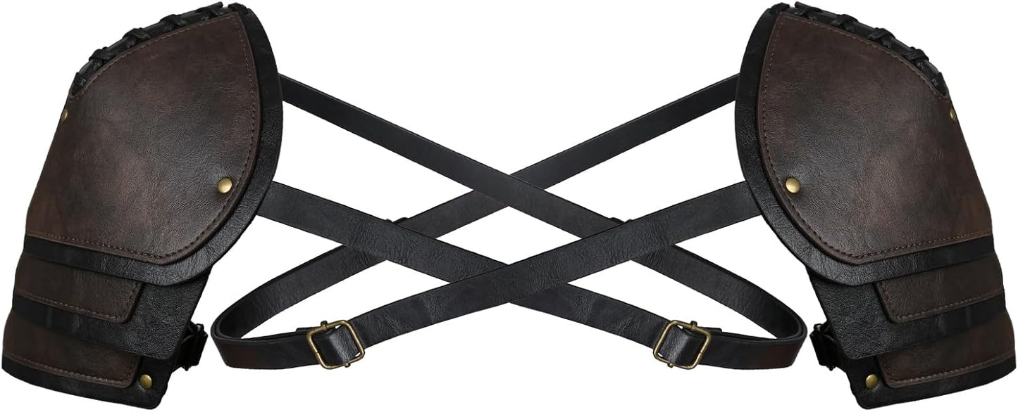 HiiFeuer Medieval Faux Leather Double Pauldron for LARP Events