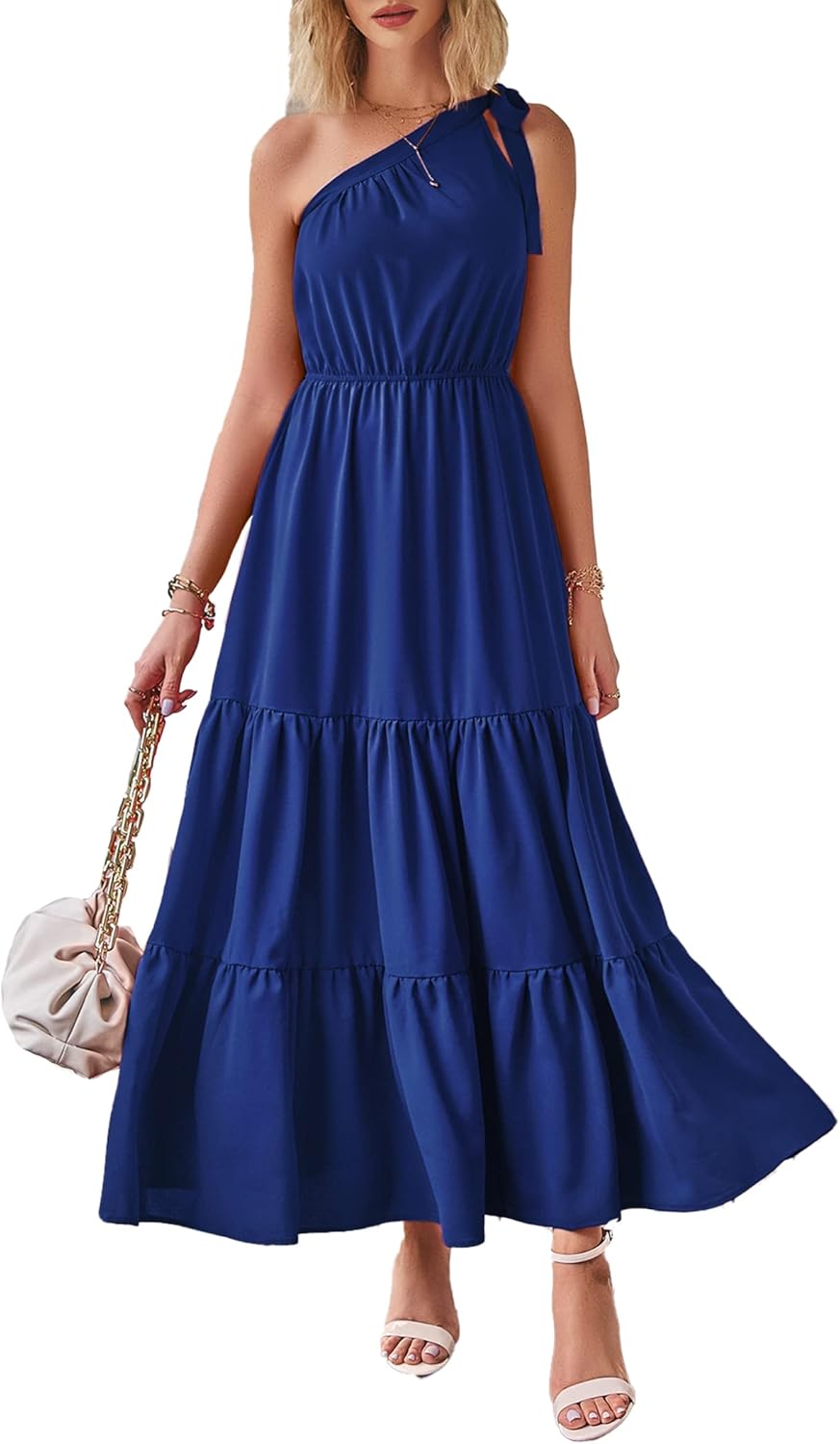 Ditsy Floral One Shoulder Maxi Dress for Summer Weddings