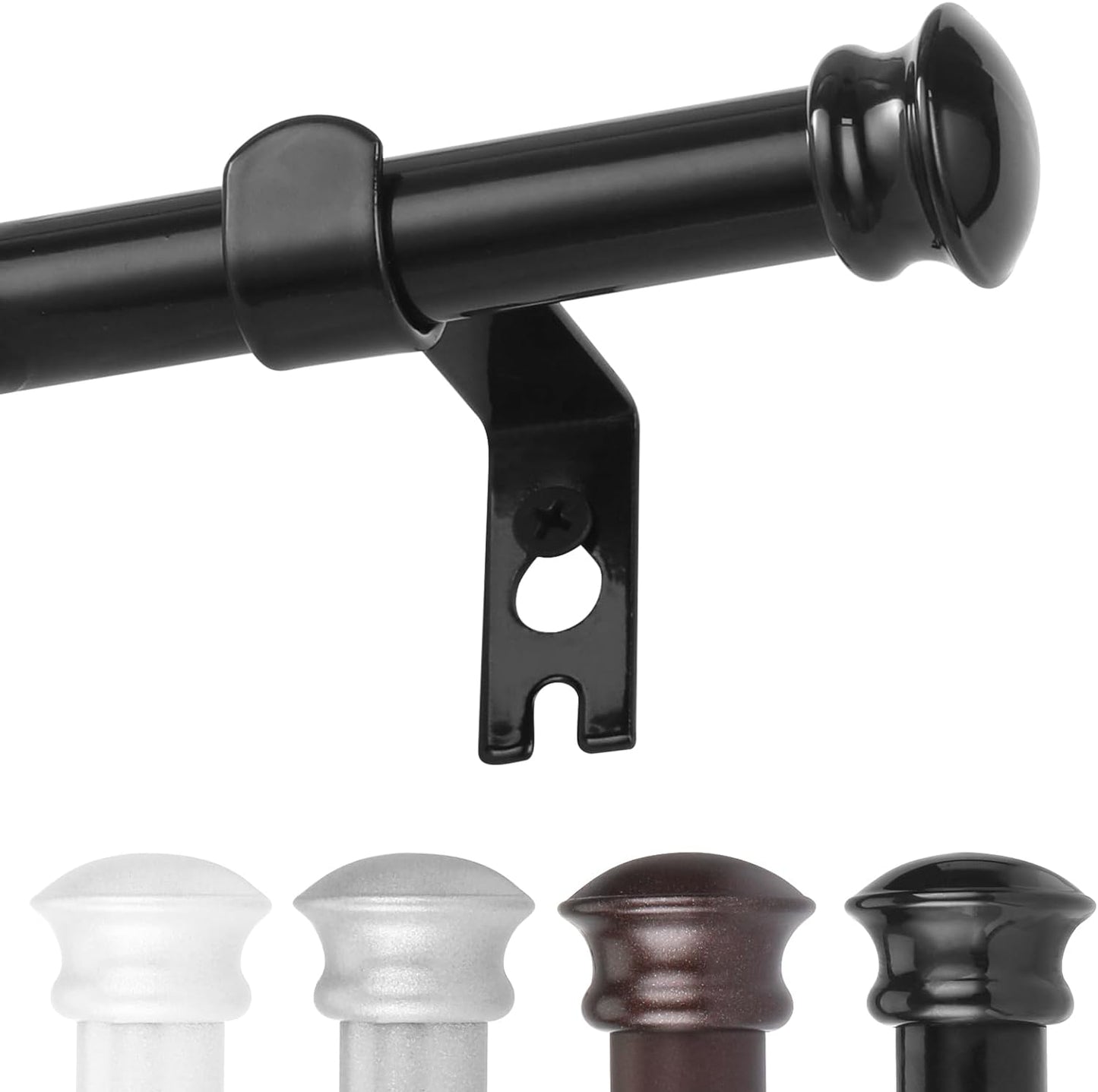 Adjustable Black Curtain Rod Set - Versatile Room Decor