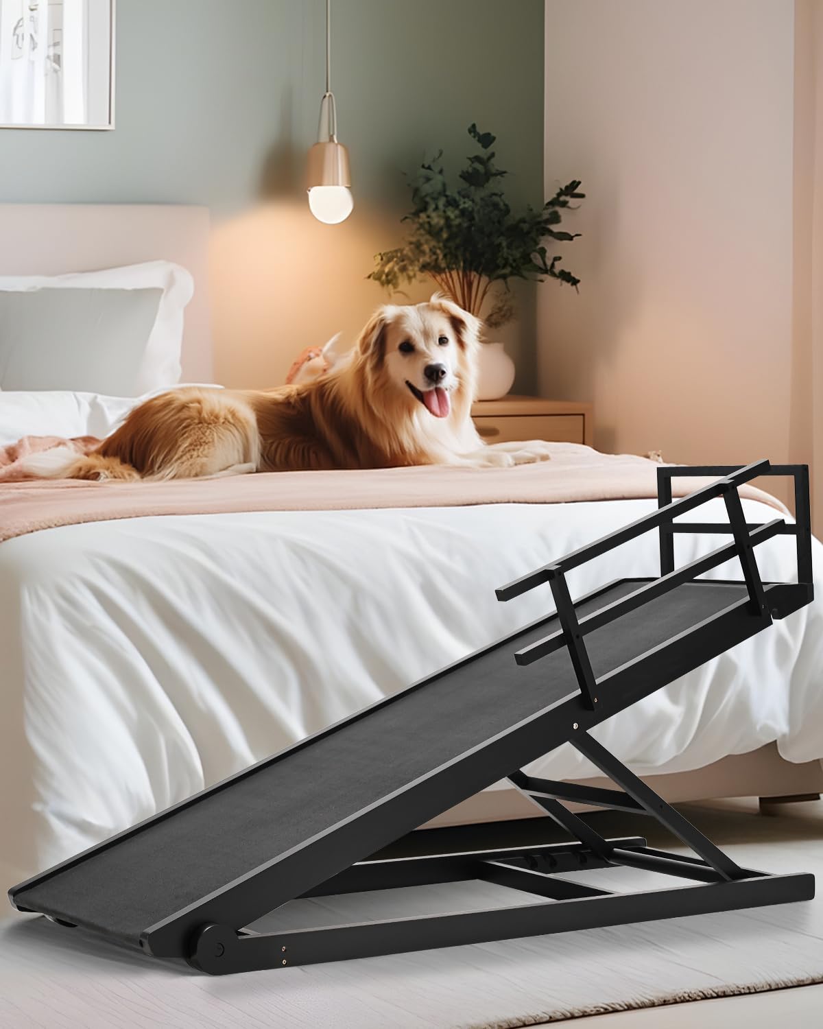 Adjustable Dog Ramp for Bed - Sturdy Folding Pet Ramp