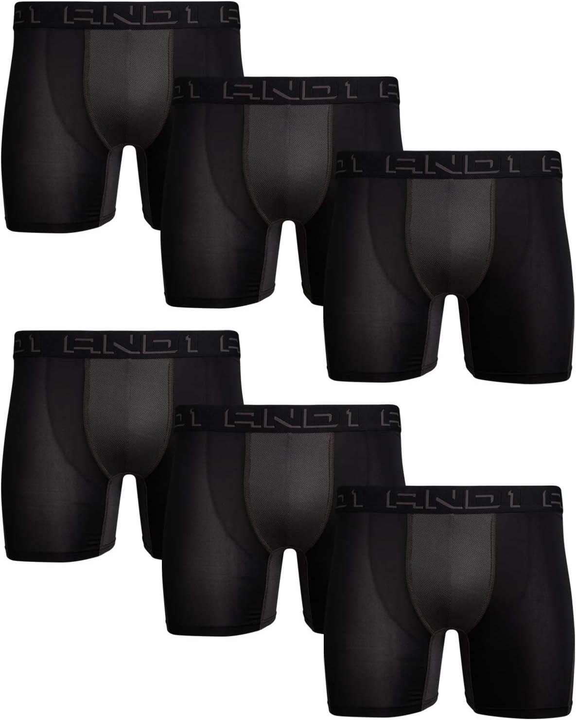 AND1 Mens Boxer Briefs - 6 Pack Performance Underwear for Men