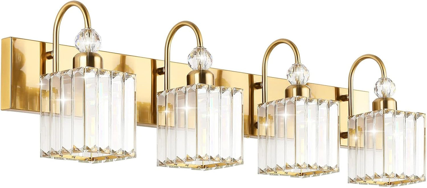Ralbay Crystal Gold Bathroom Vanity Lights for Modern Elegance