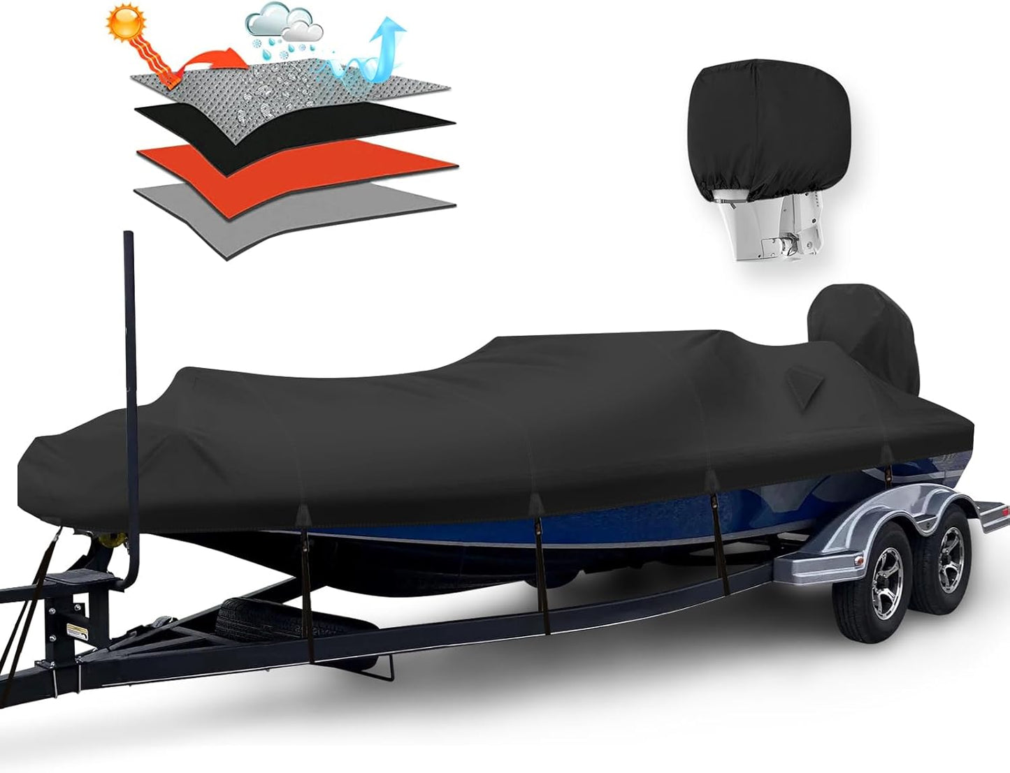 Solim Waterproof Boat Cover for 20-22ft V-Hull Fishing Boats