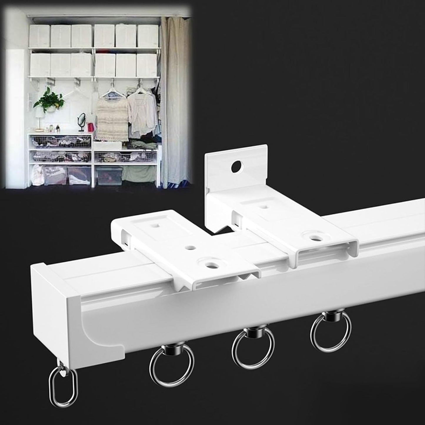 Silent Sliding Ceiling Curtain Track Set (White)