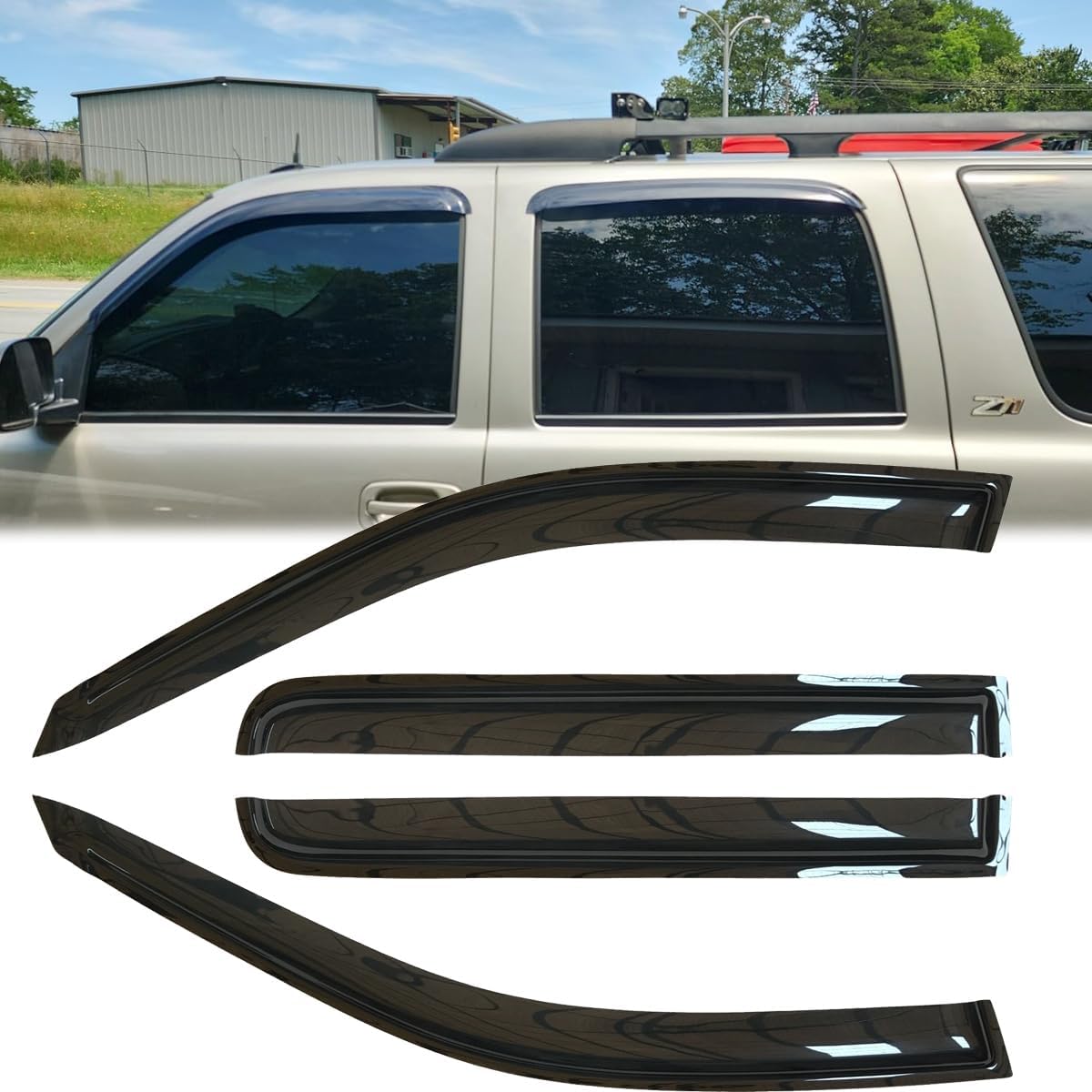 4pcs Shatterproof Rainproof Window Wind Deflectors for Silverado