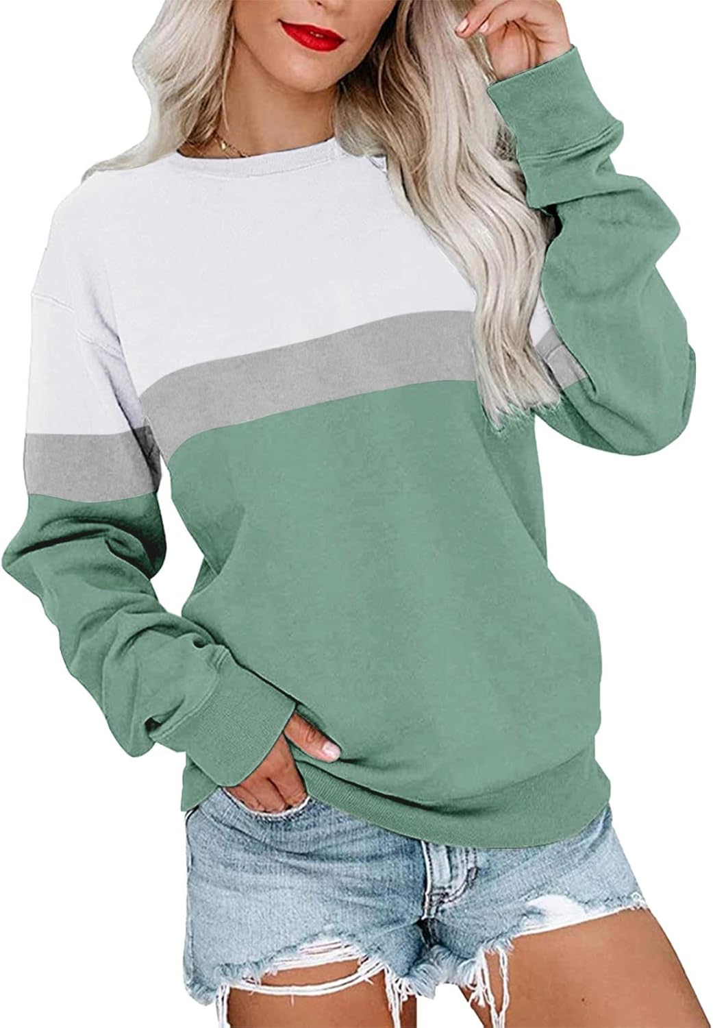 Comfy & Stylish Color Block Sweatshirt by PGANDS