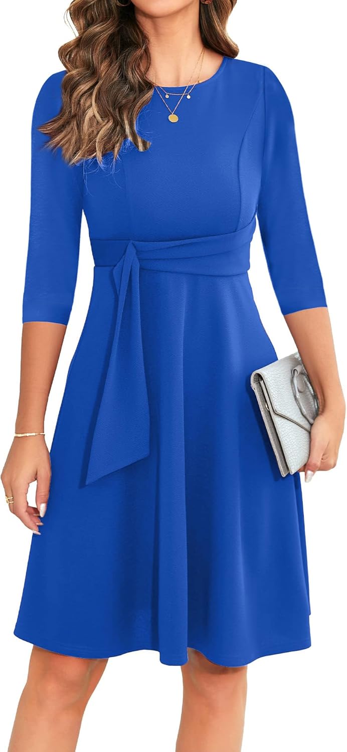 Elegant Ruffle Sleeve Flared A Line Swing Casual Dresses