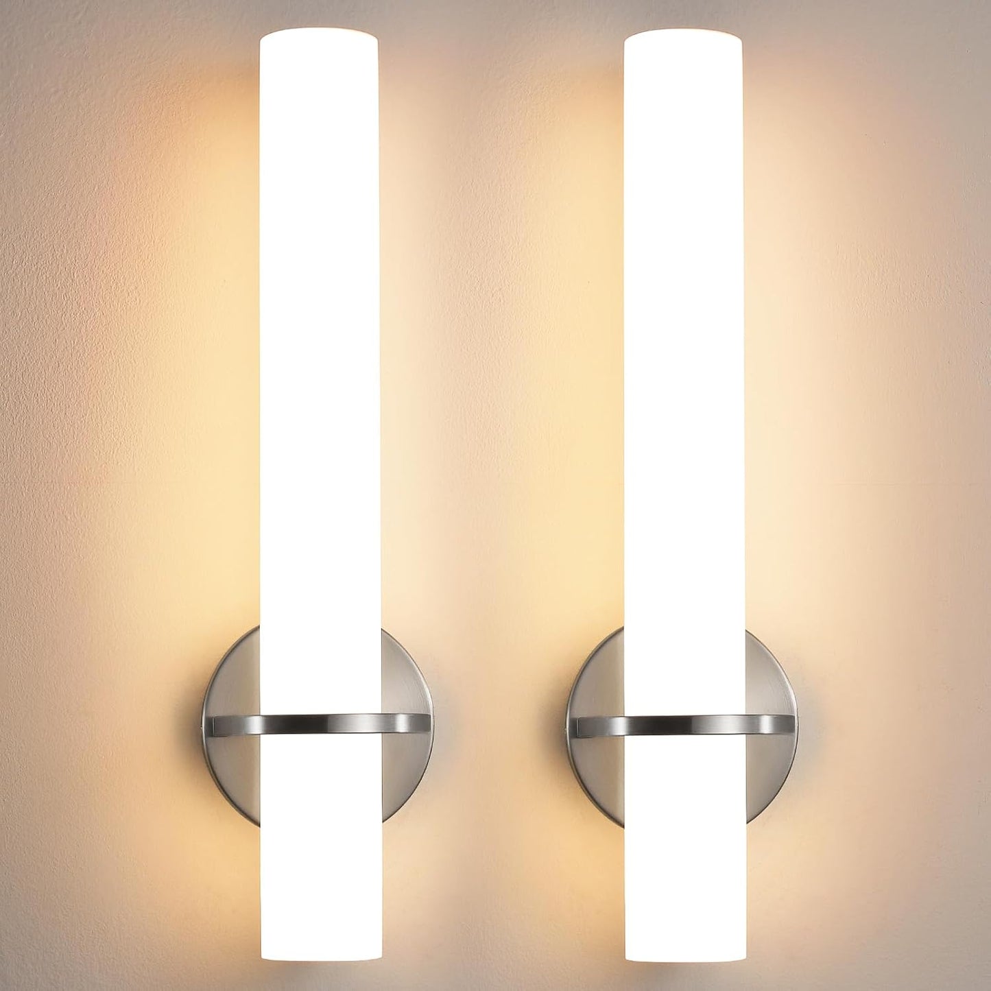 Brushed Nickel Bathroom Sconces LED Dimmable Vanity Light Fixture
