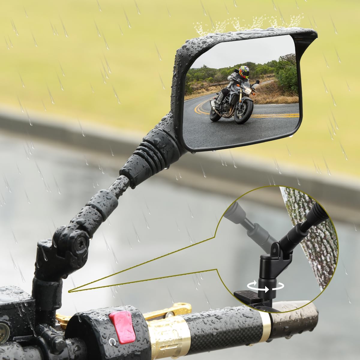 Motorcycle Mirrors with Impact Resistance and Anti-Glare Design