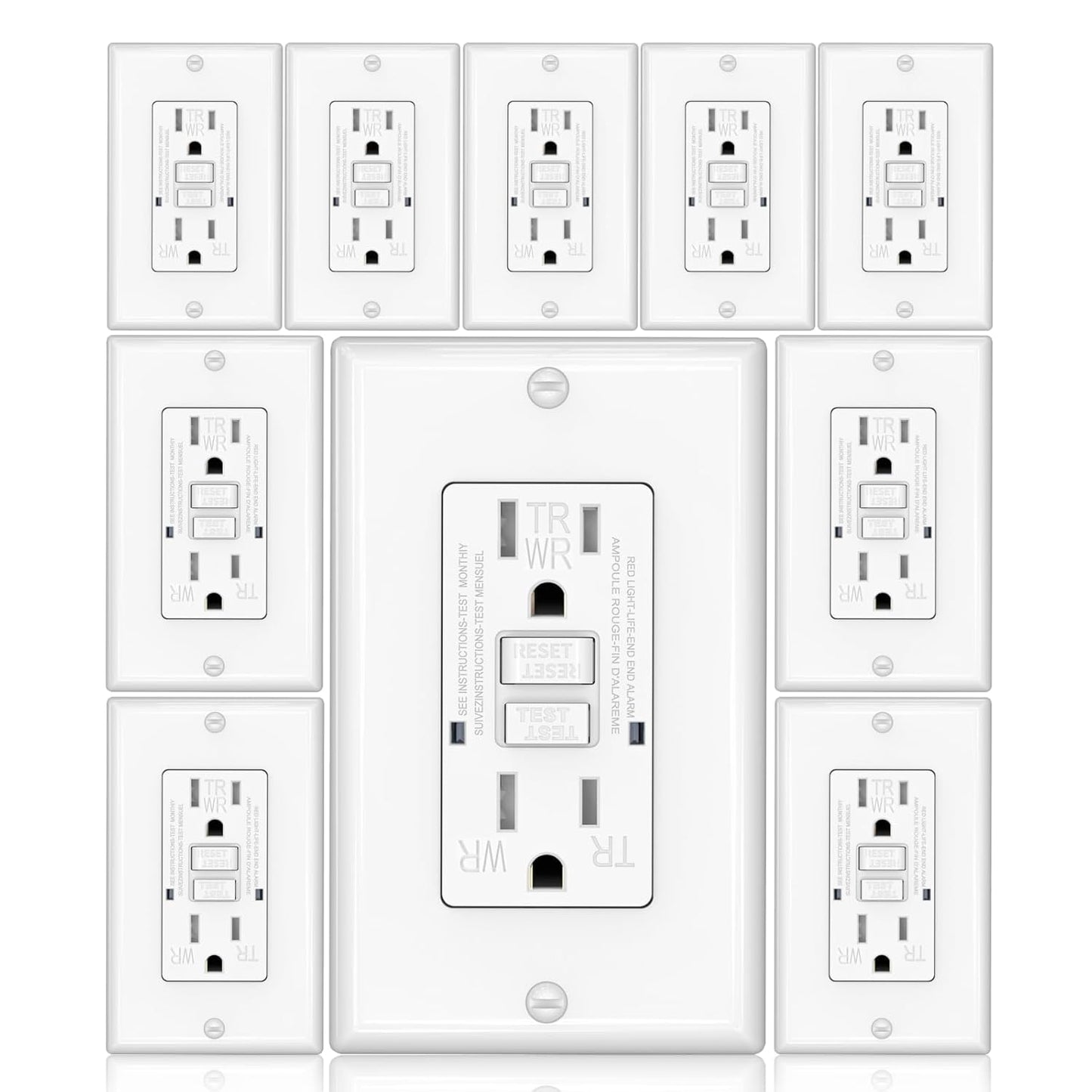 GFCI Outlet 10 Pack - Weather Resistant & Tamper Proof Design