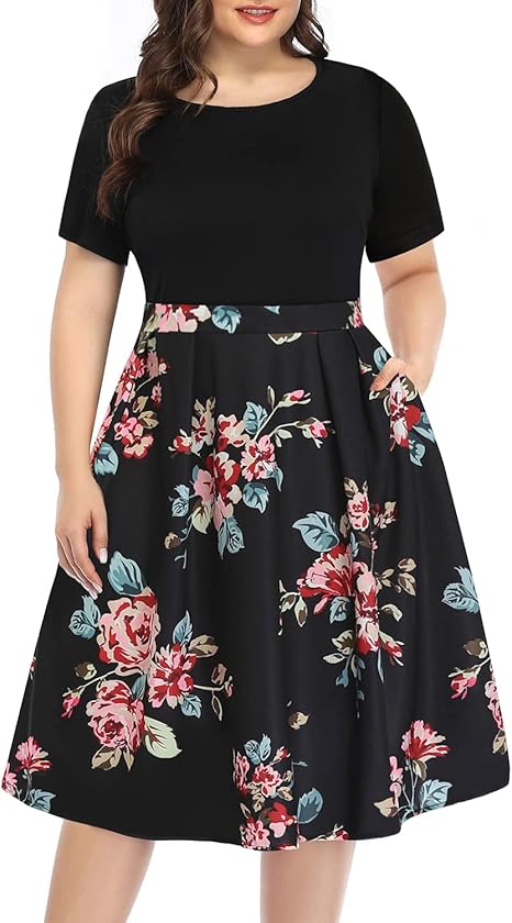 Pinup Fashion Women's Plus Size Midi Dresses for Summer Parties