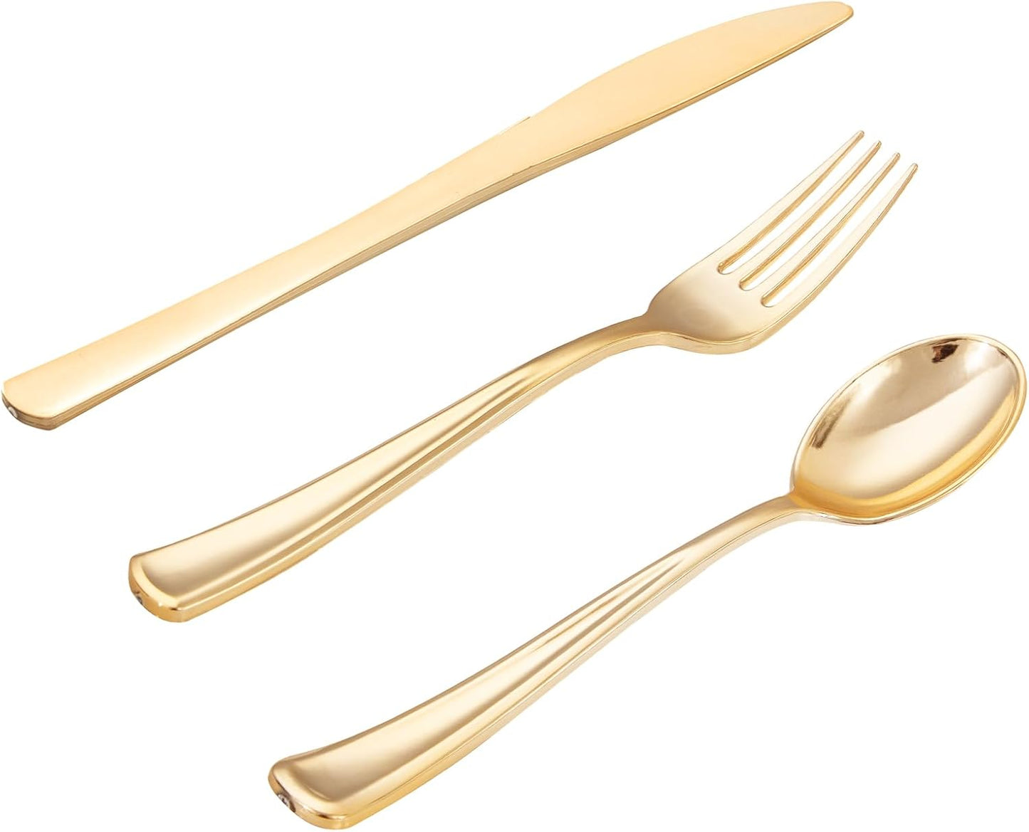 WDF 500PCS Gold Plastic Silverware Set for Elegant Gatherings