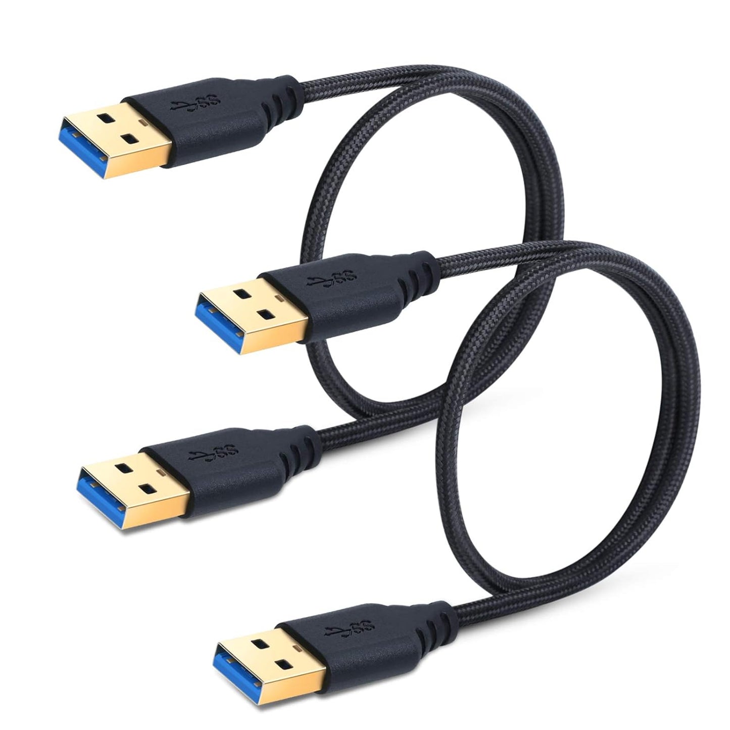 Besgoods Short USB 3.0 Cable 1.5Ft - Super Speed Male to Male for Hard Drives - 2 Pack