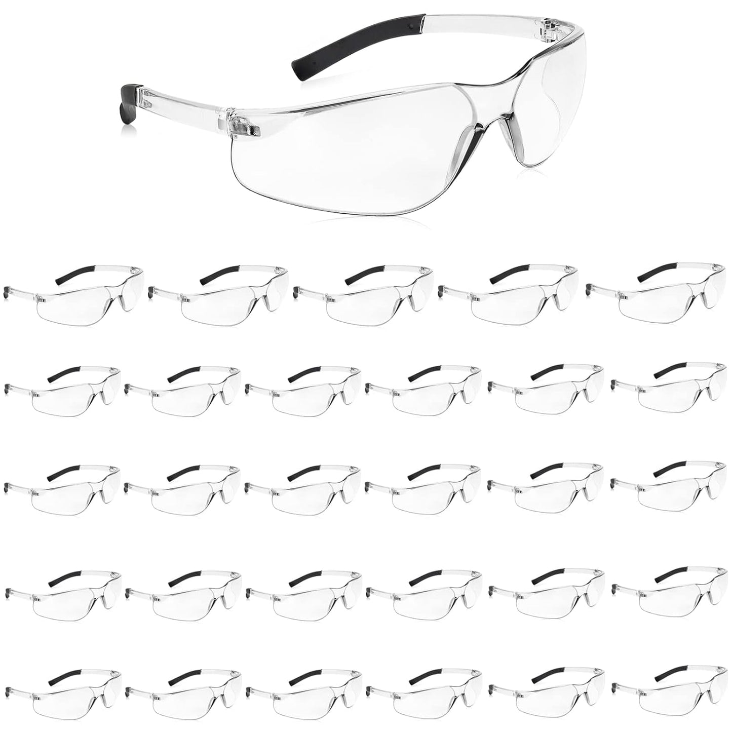 30 Pack Clear Safety Glasses for Eye Protection and Comfort