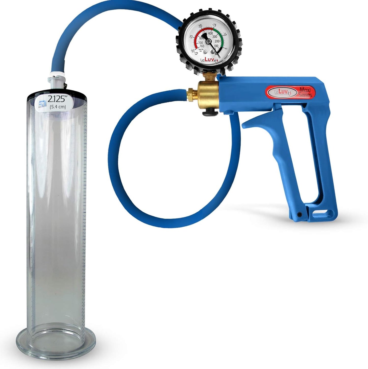 LeLuv Premium Penis Pump with Blue Maxi Handle and Gauge