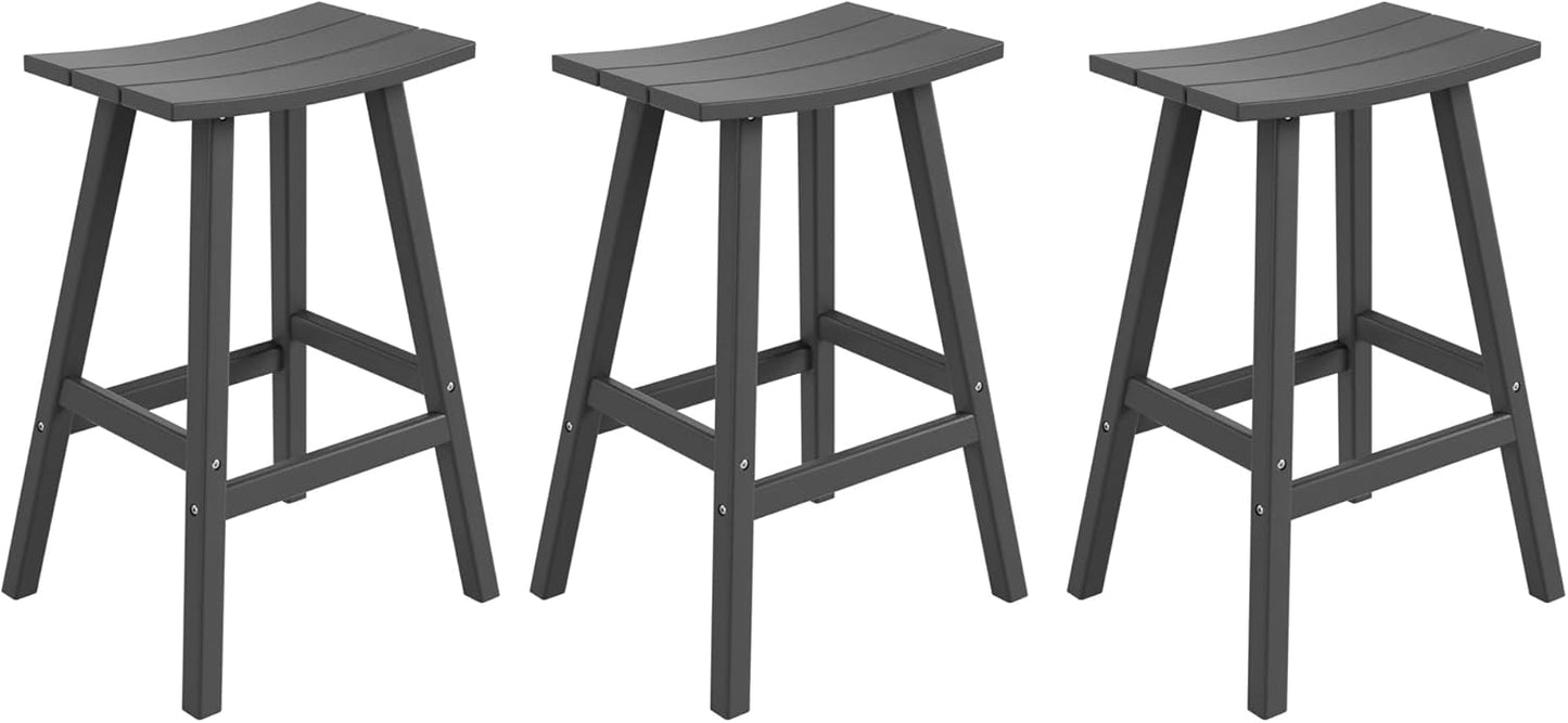 Malibu 29 Inch High Backless Seat Bar Stools Set of 3 Gray