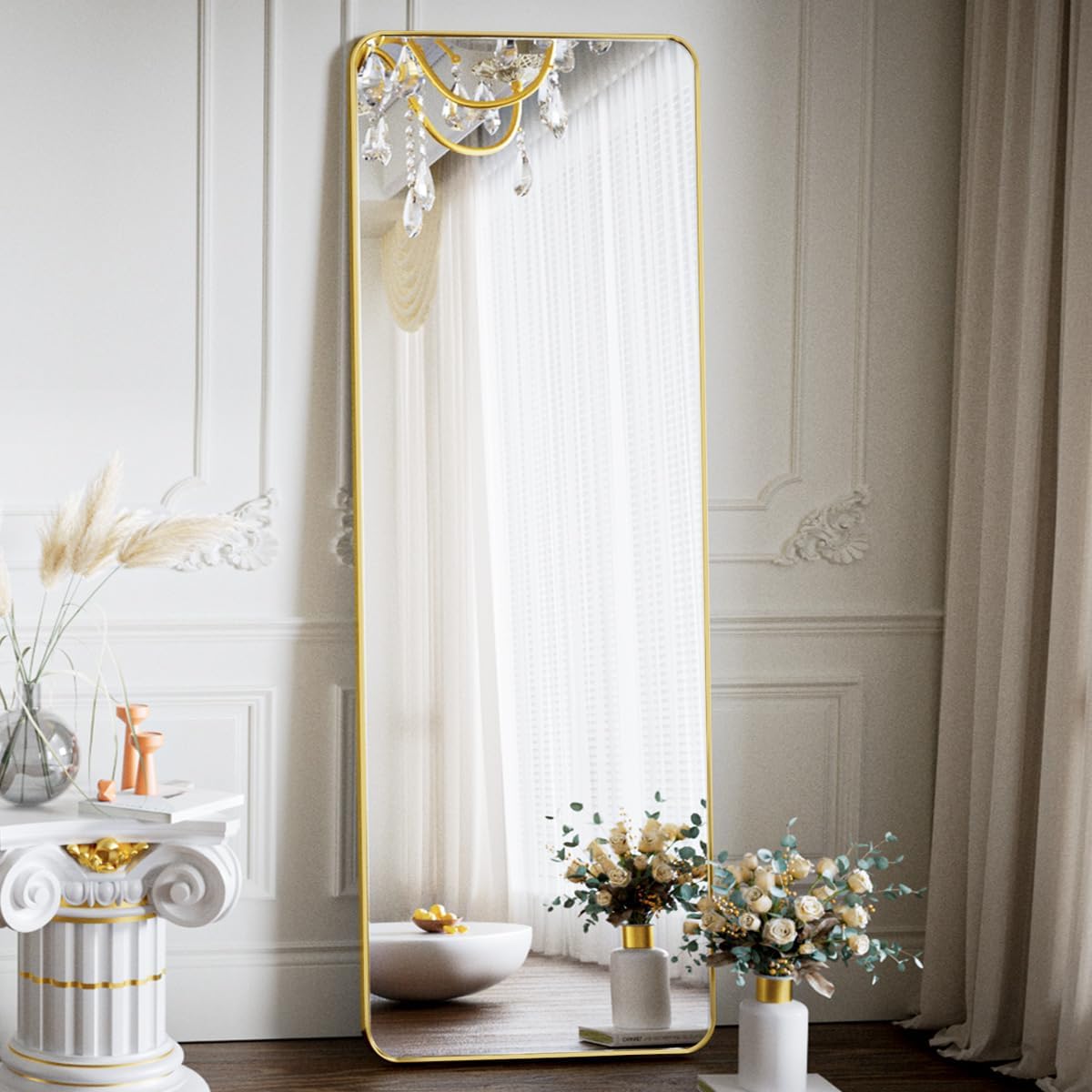 Koonmi Gold Floor Mirror Full Length for Stylish Home Decor