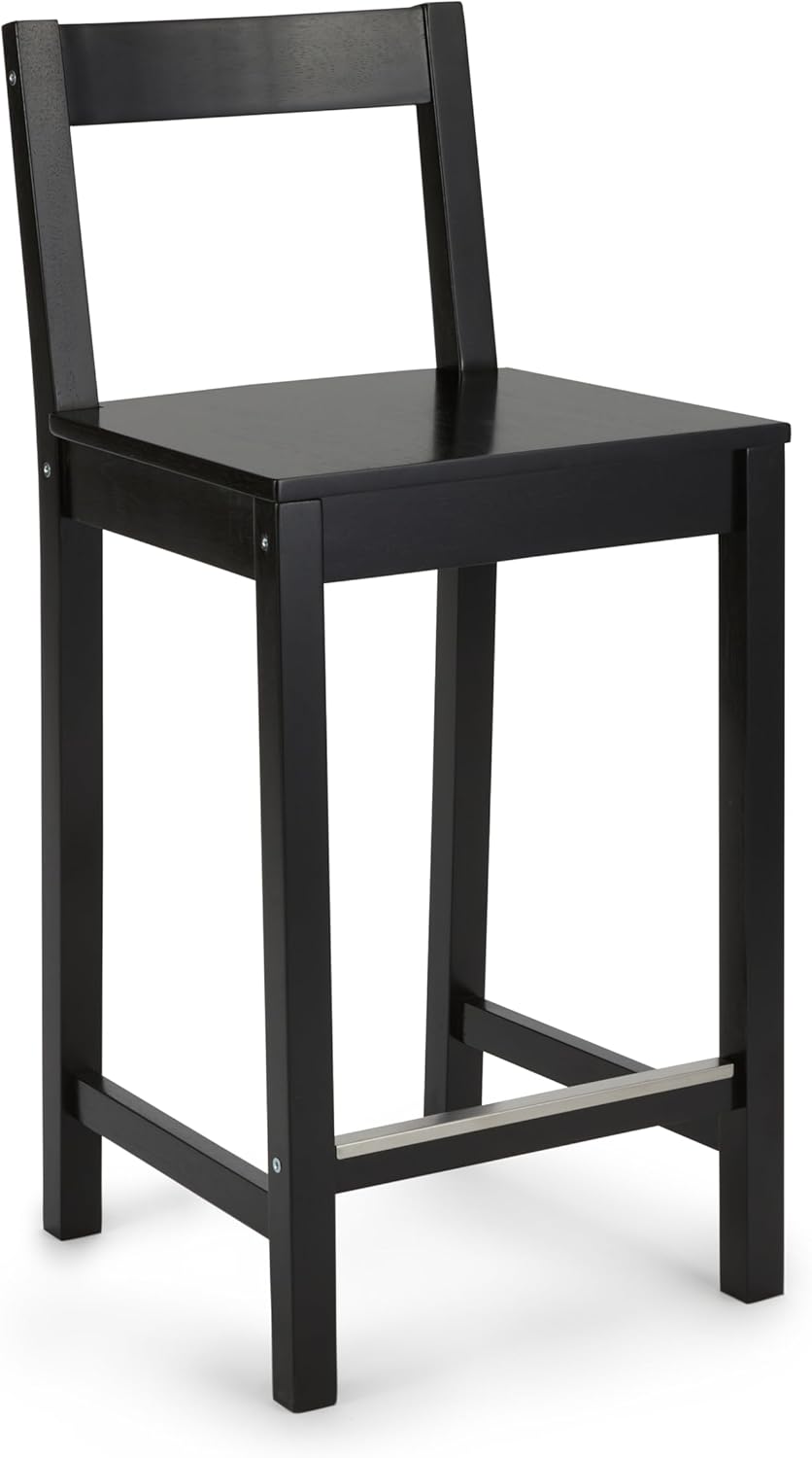 24-inch Wooden Bar Stool with Backrest for Kitchen or Bar