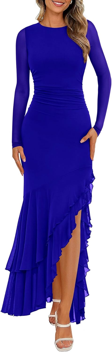 BTFBM Women's Maxi Dresses for Fall 2025 - Elegant Cocktail Style