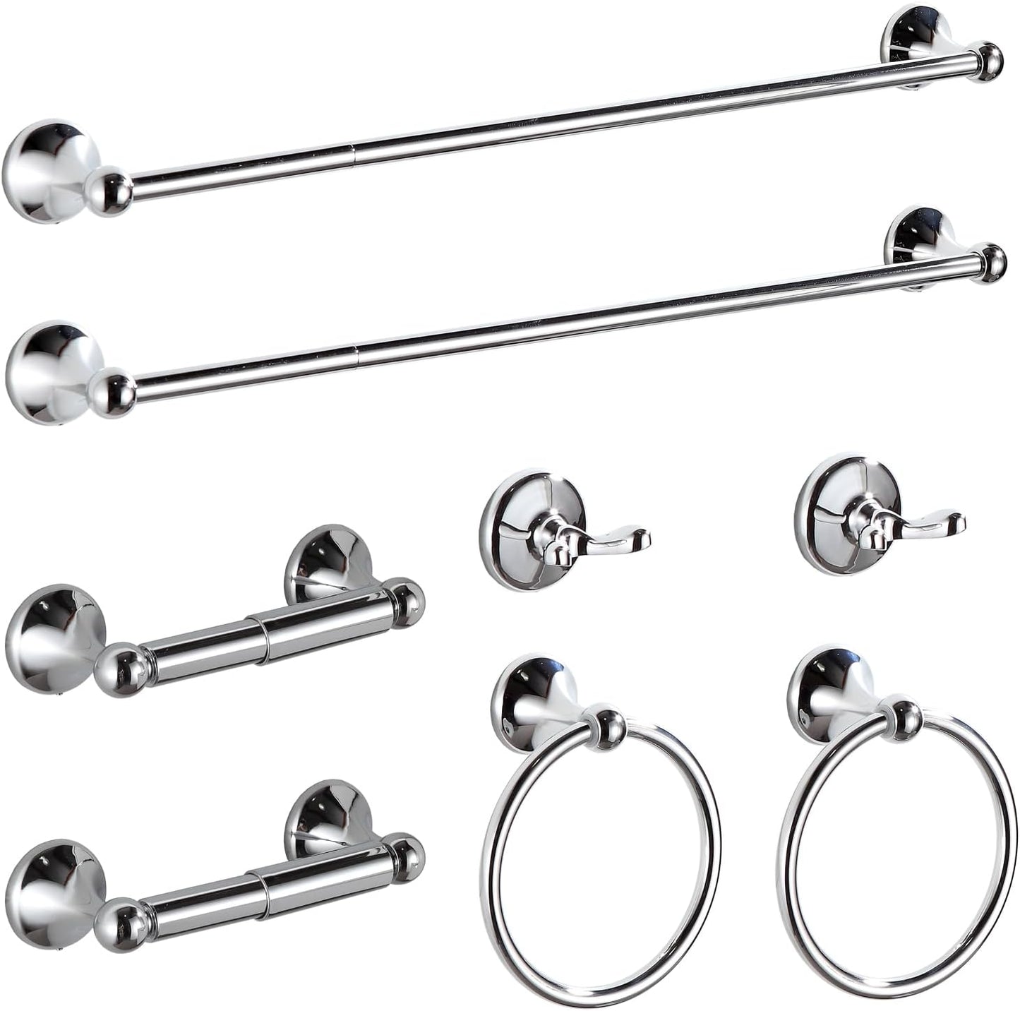 BGL Bathroom Hardware Set with Adjustable Towel Bars and Hooks