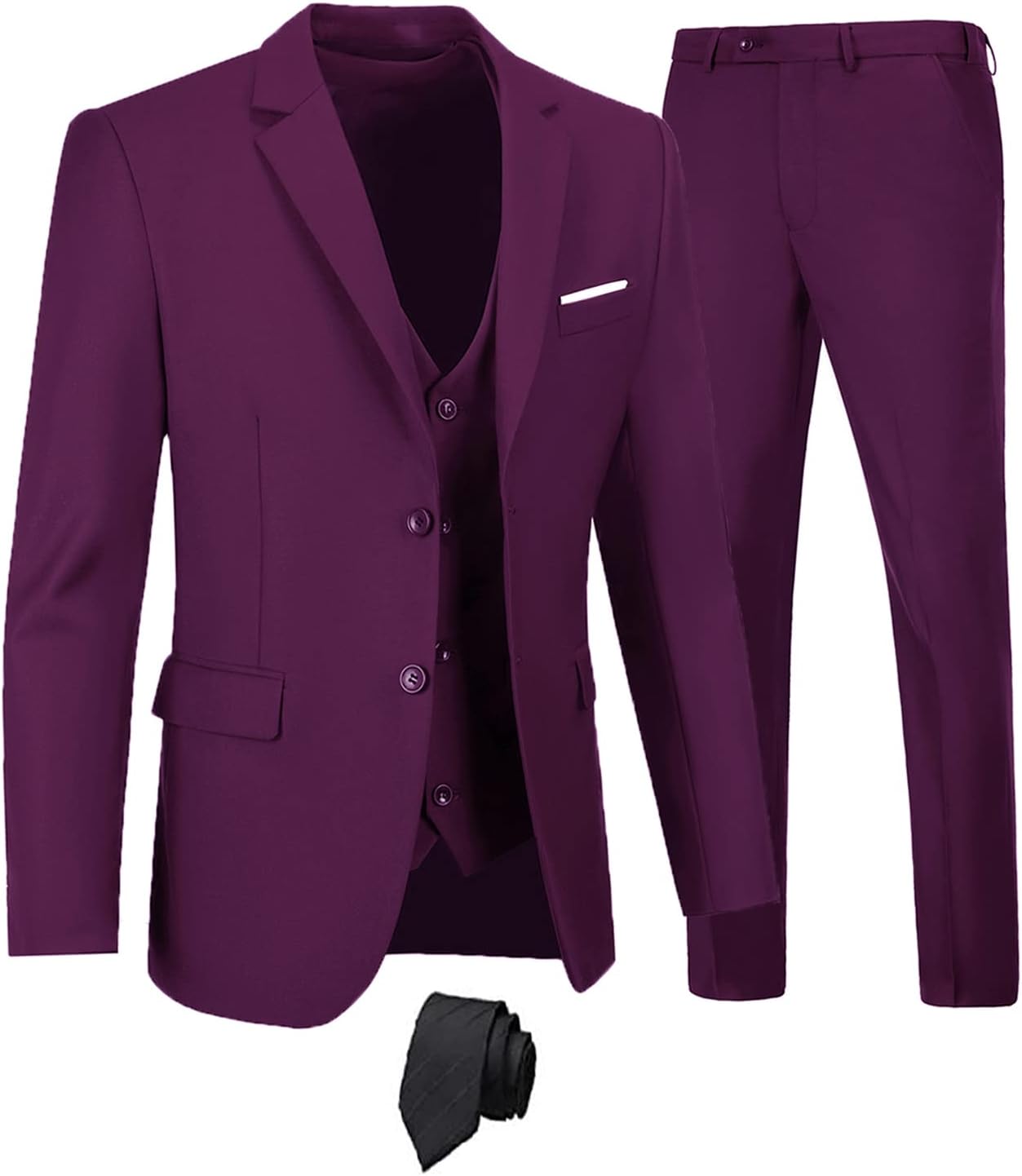 Furuyal Men's Slim Fit 3 Piece Suit Set for Weddings and Business