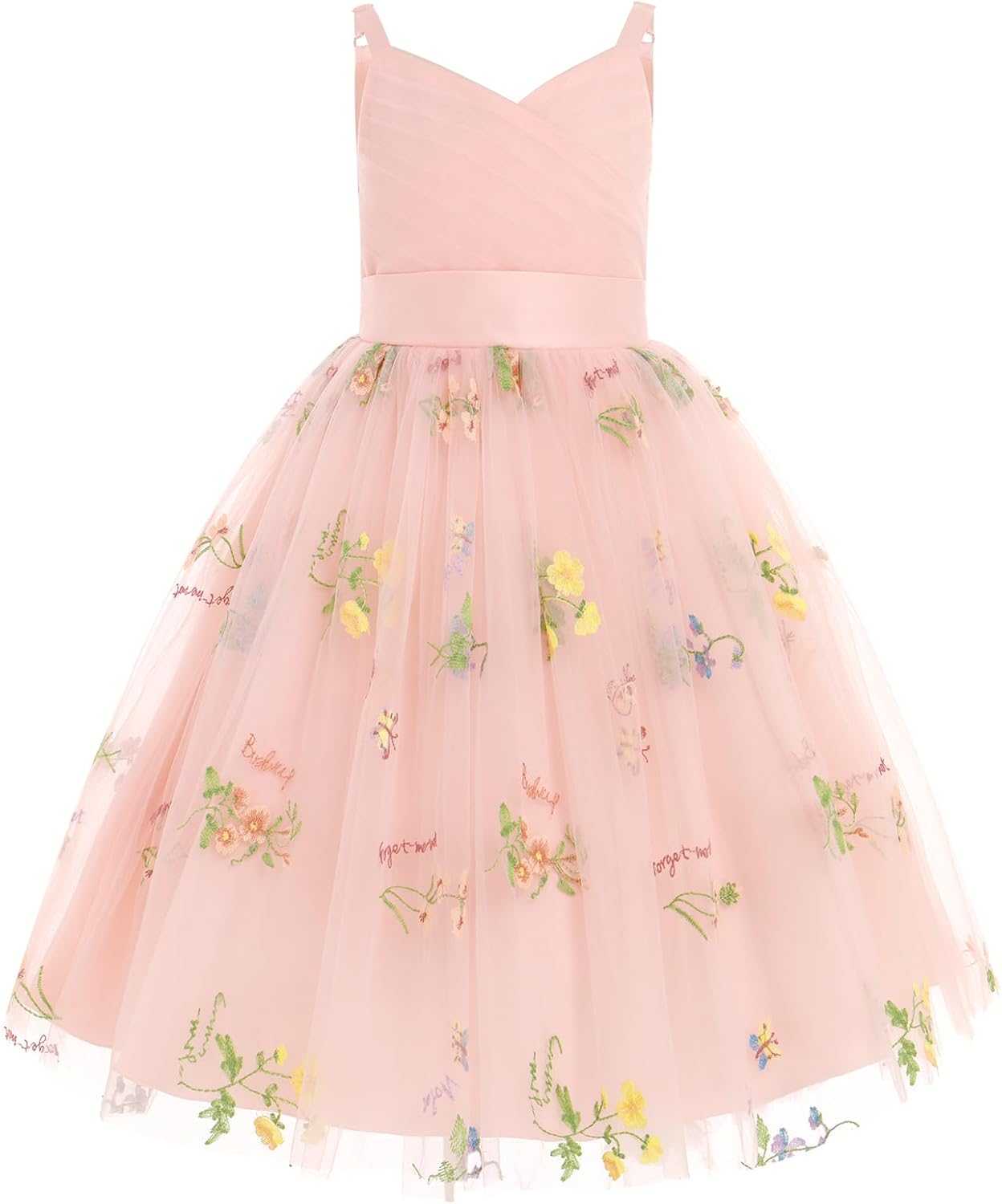 Flower Girl Velvet Floral Gradient Sequins Dress for Kids