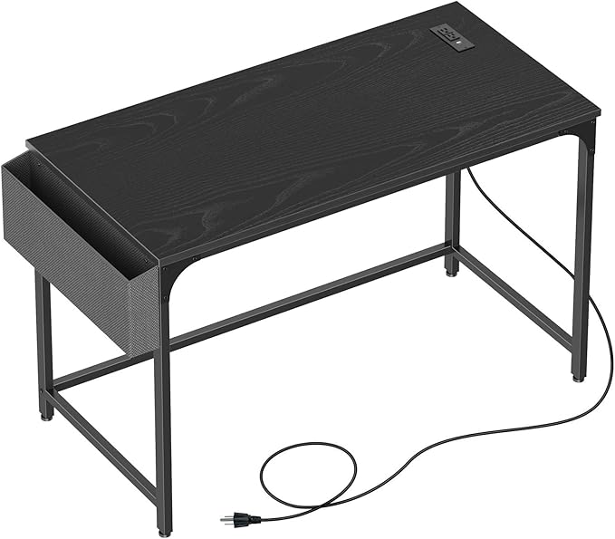 Computer Desk with Power Outlet and USB Ports for Home Office