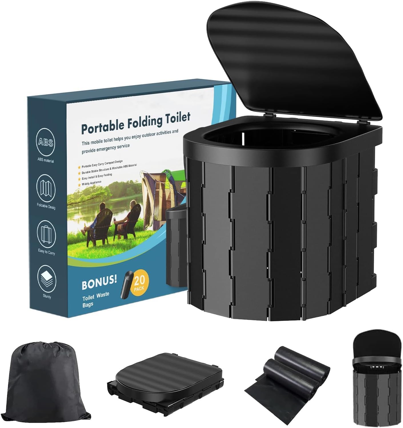 FQFMO Portable Camping Toilet: Foldable & Convenient