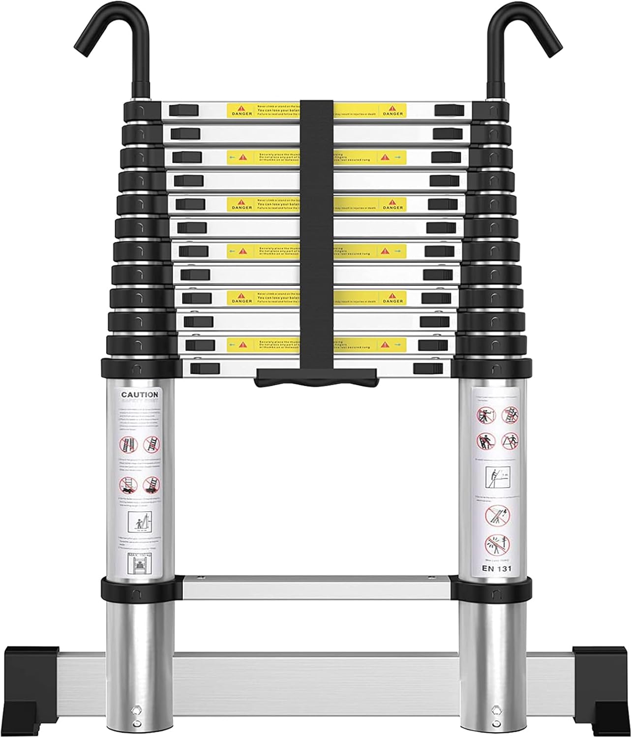 Telescoping Ladder with Hooks 12.5 FT - Premium Aluminum Design