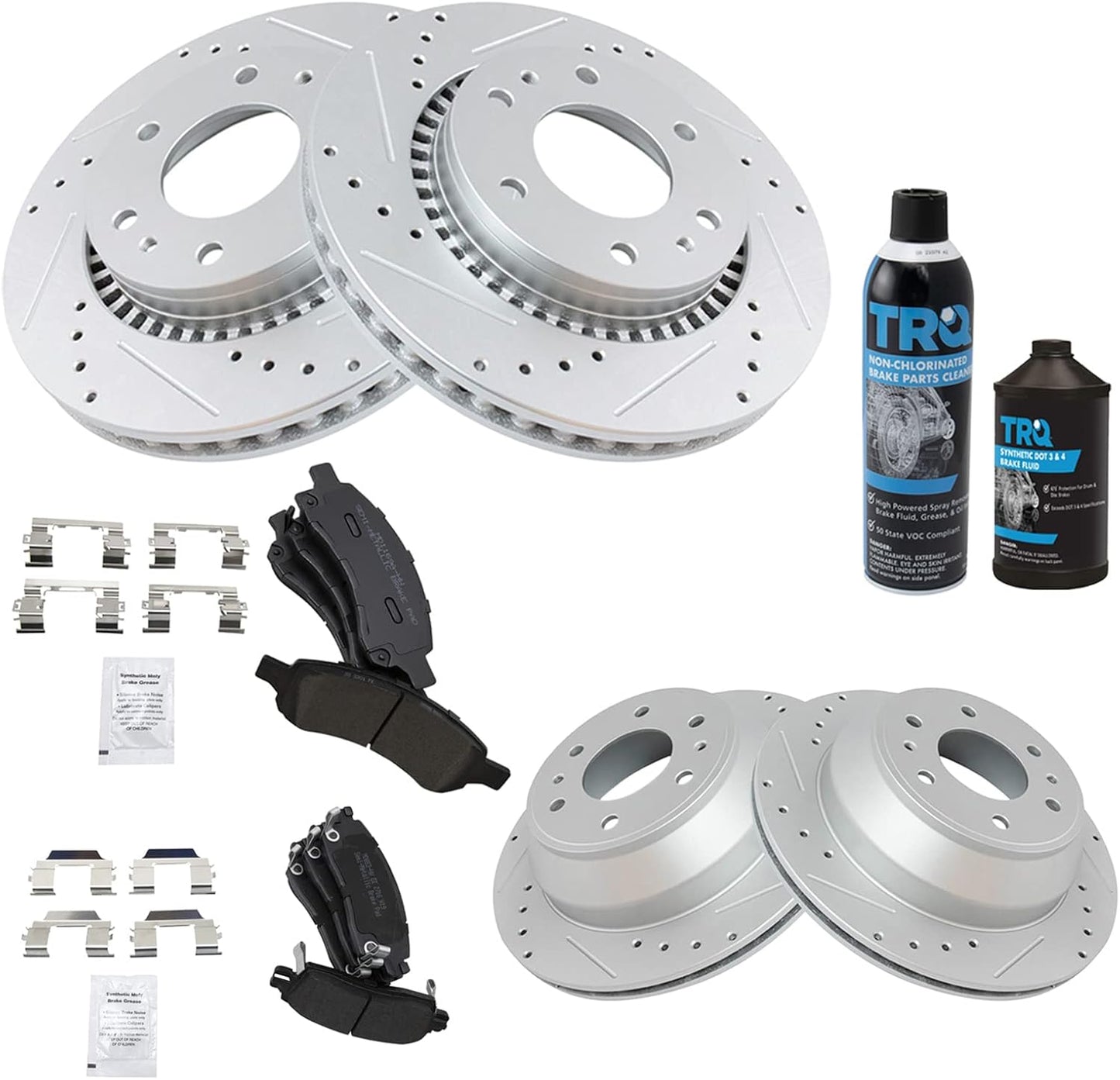 TRQ Front & Rear Brake Pad & Rotor Kit for Buick Rainier