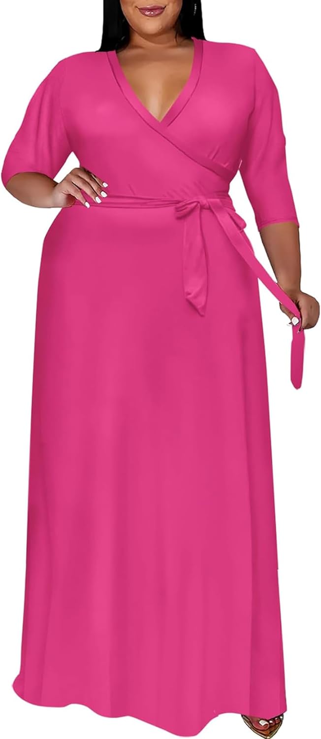 Plus Size Maxi Dress for Women - Floral Flowy Long Dress
