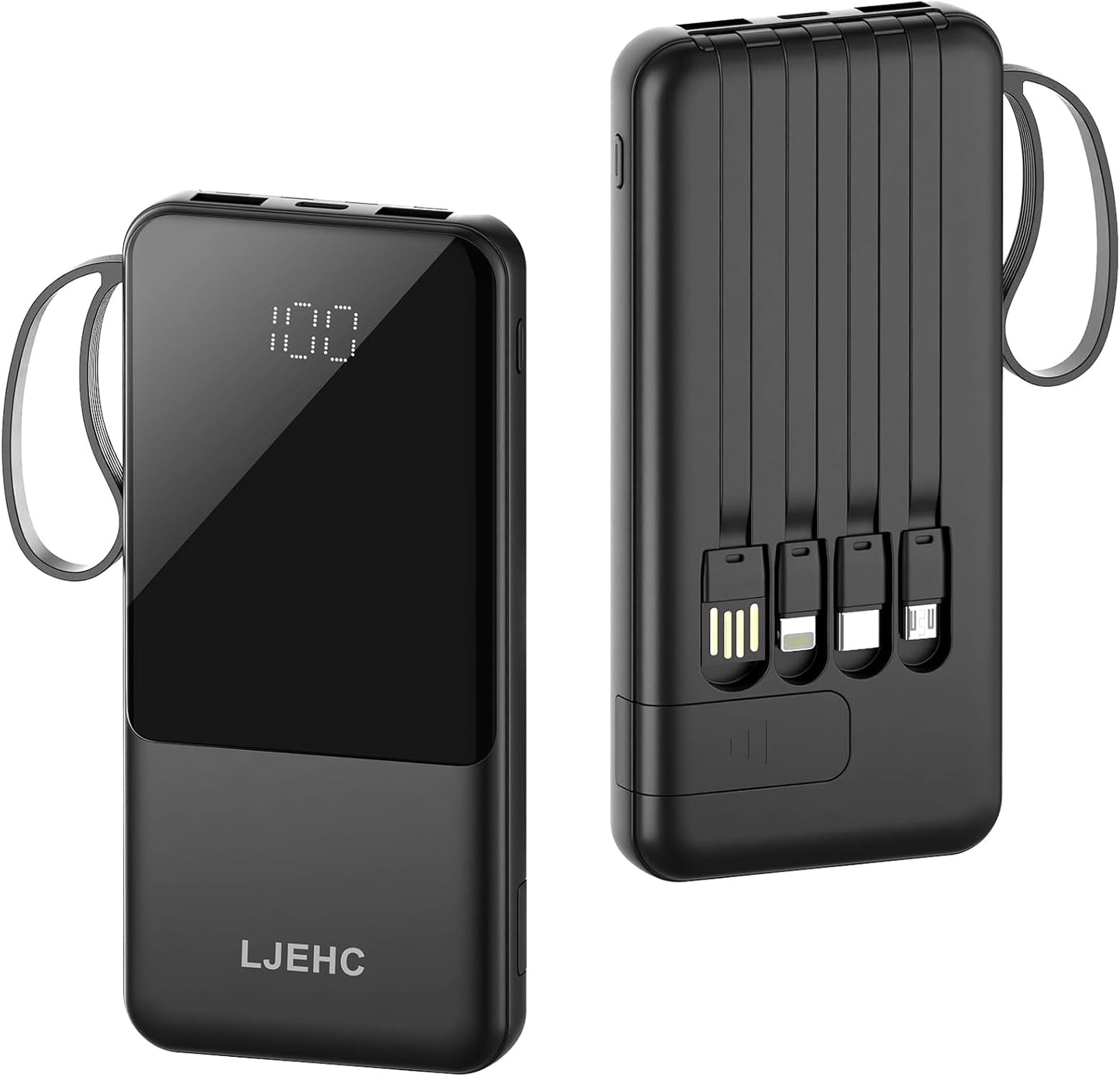 Ultimate Portable Charger with Built-In Cables, 10000mAh
