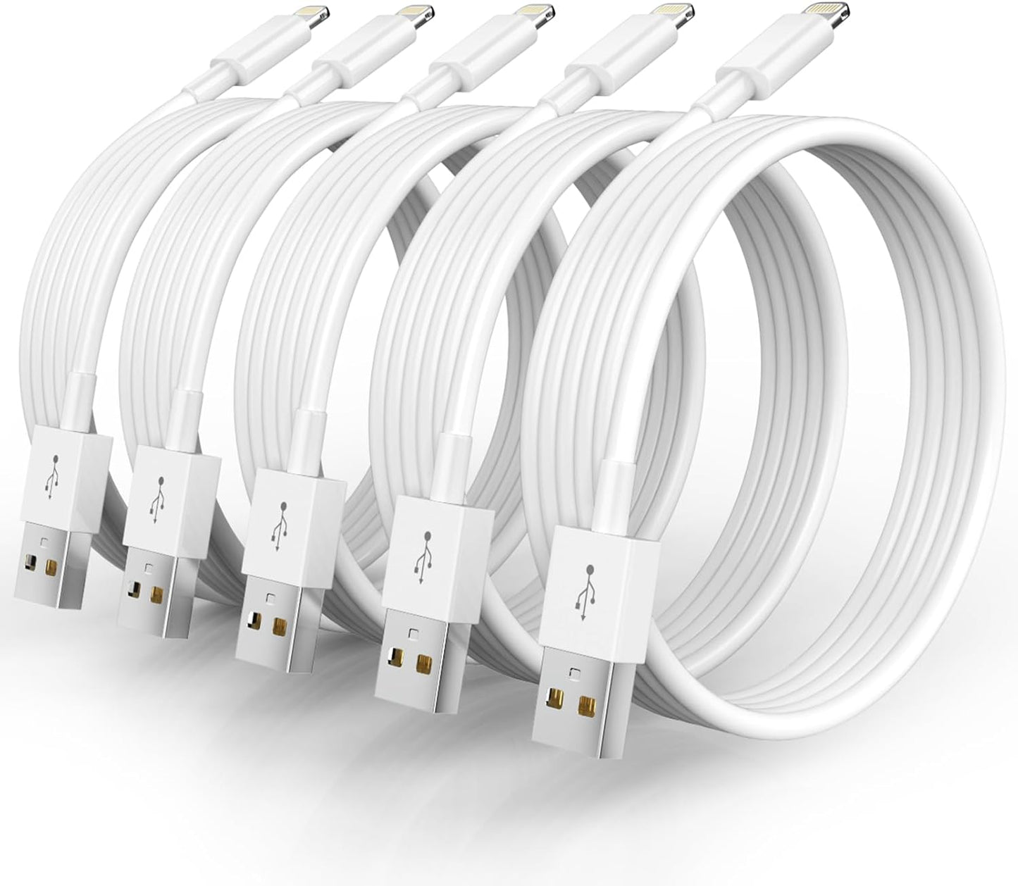 Fast Charging 10FT iPhone Cable 5-Pack - Apple MFi Certified