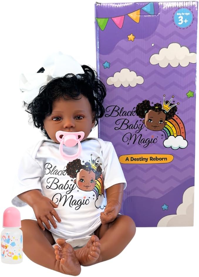 Black Baby Magic Reborn Destiny Doll Gift Set for Imaginative Play