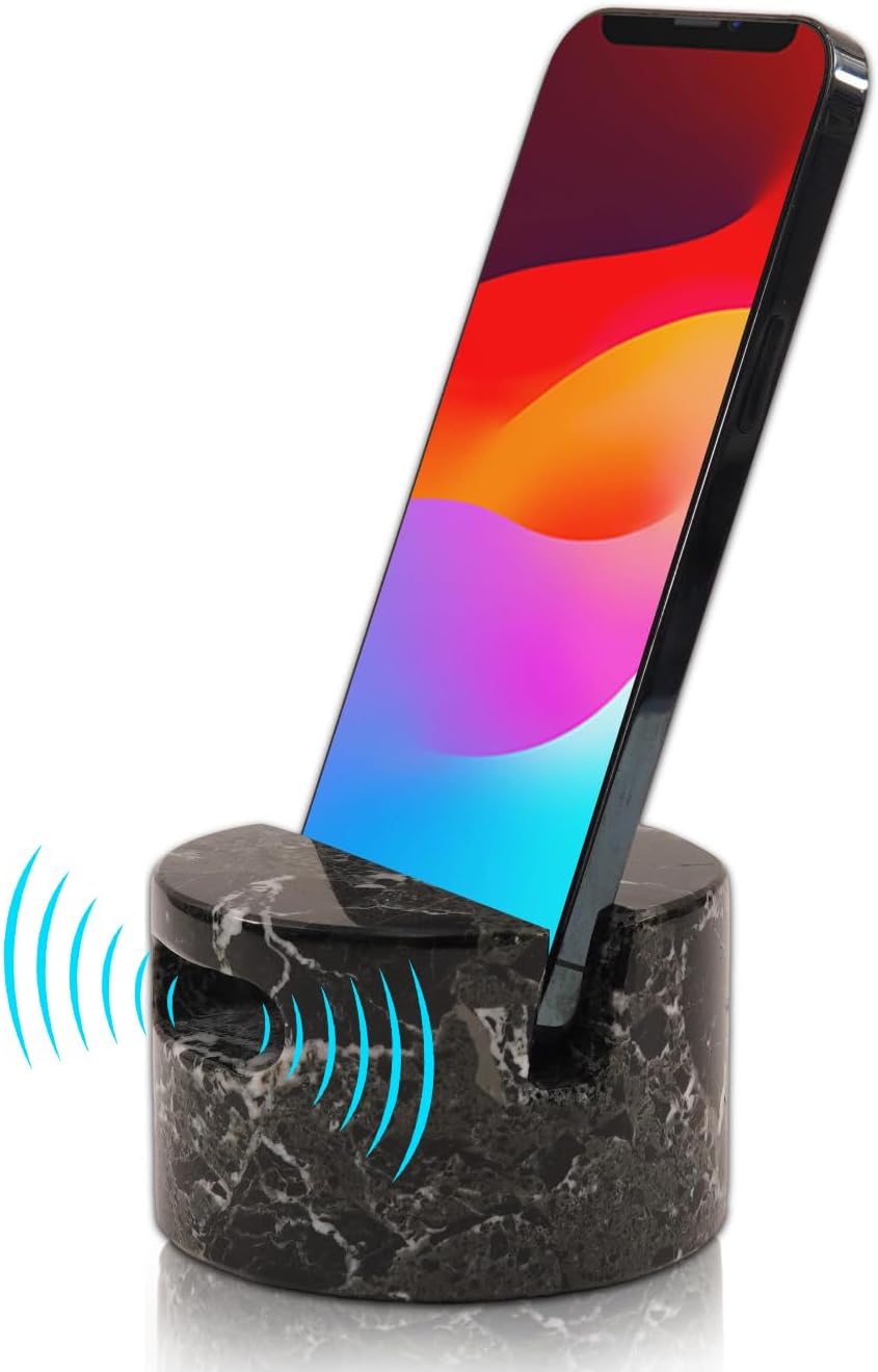 Handmade Marble Phone Stand with Speaker - Desk Decor Essential