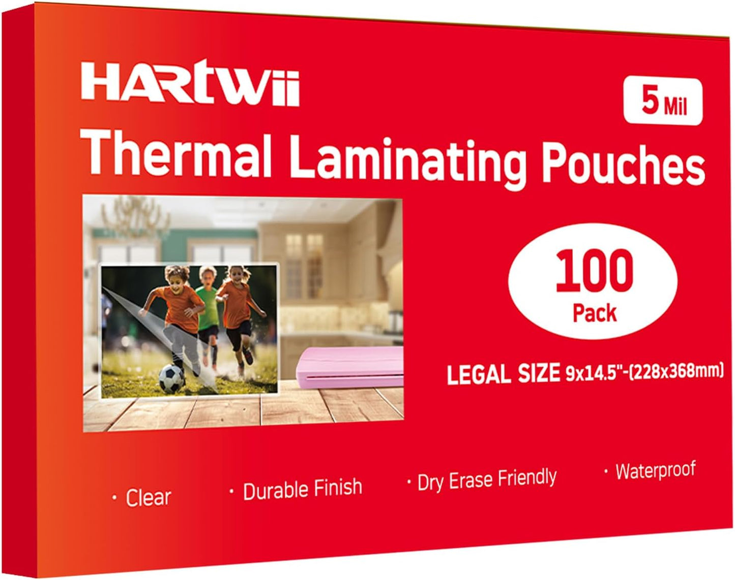 100-Pack Legal Size Thermal Laminating Pouches - 5 Mil Extra Protection!