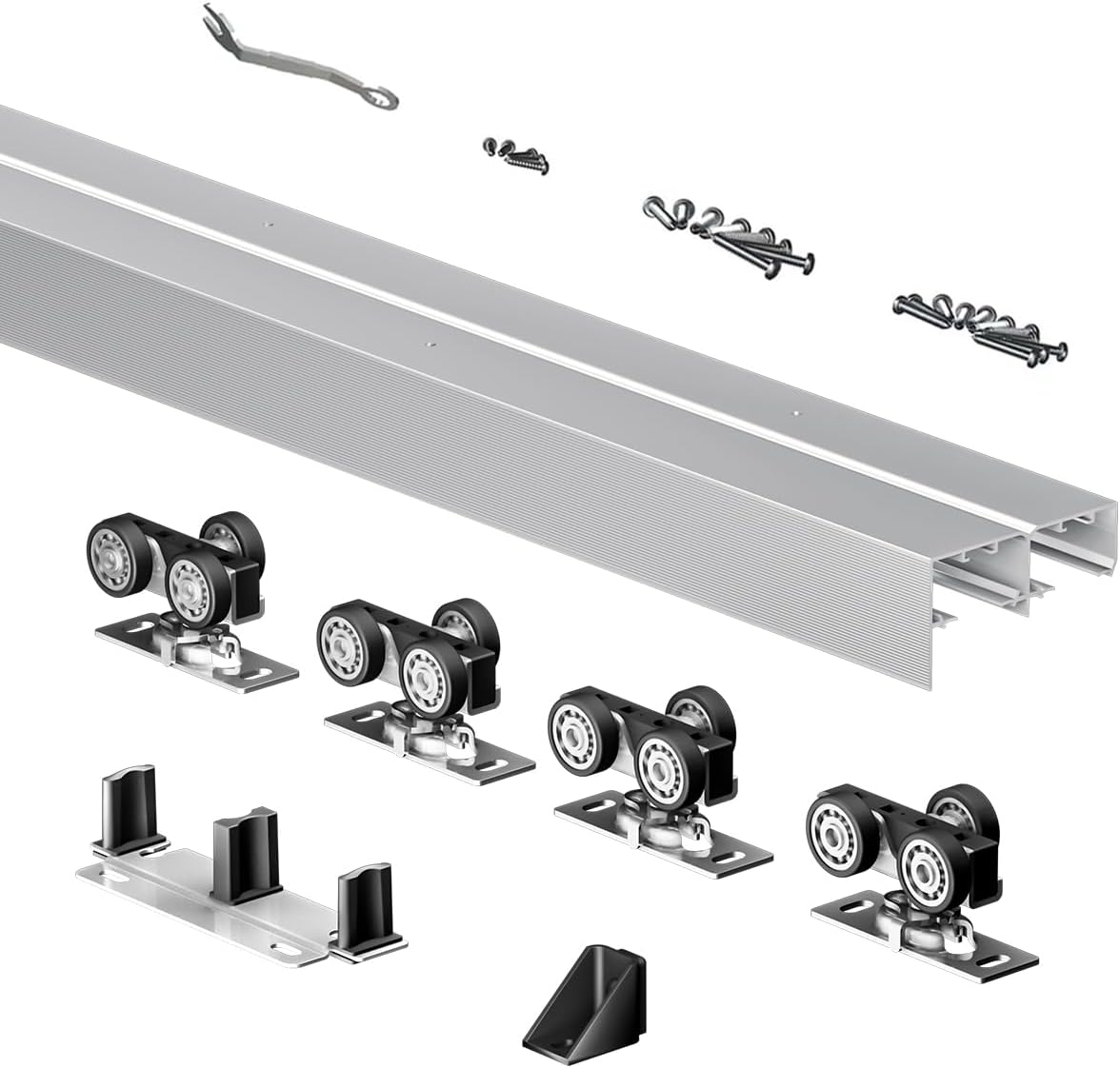 Heavy Duty Bypass Sliding Closet Door Track Hardware Set 48in