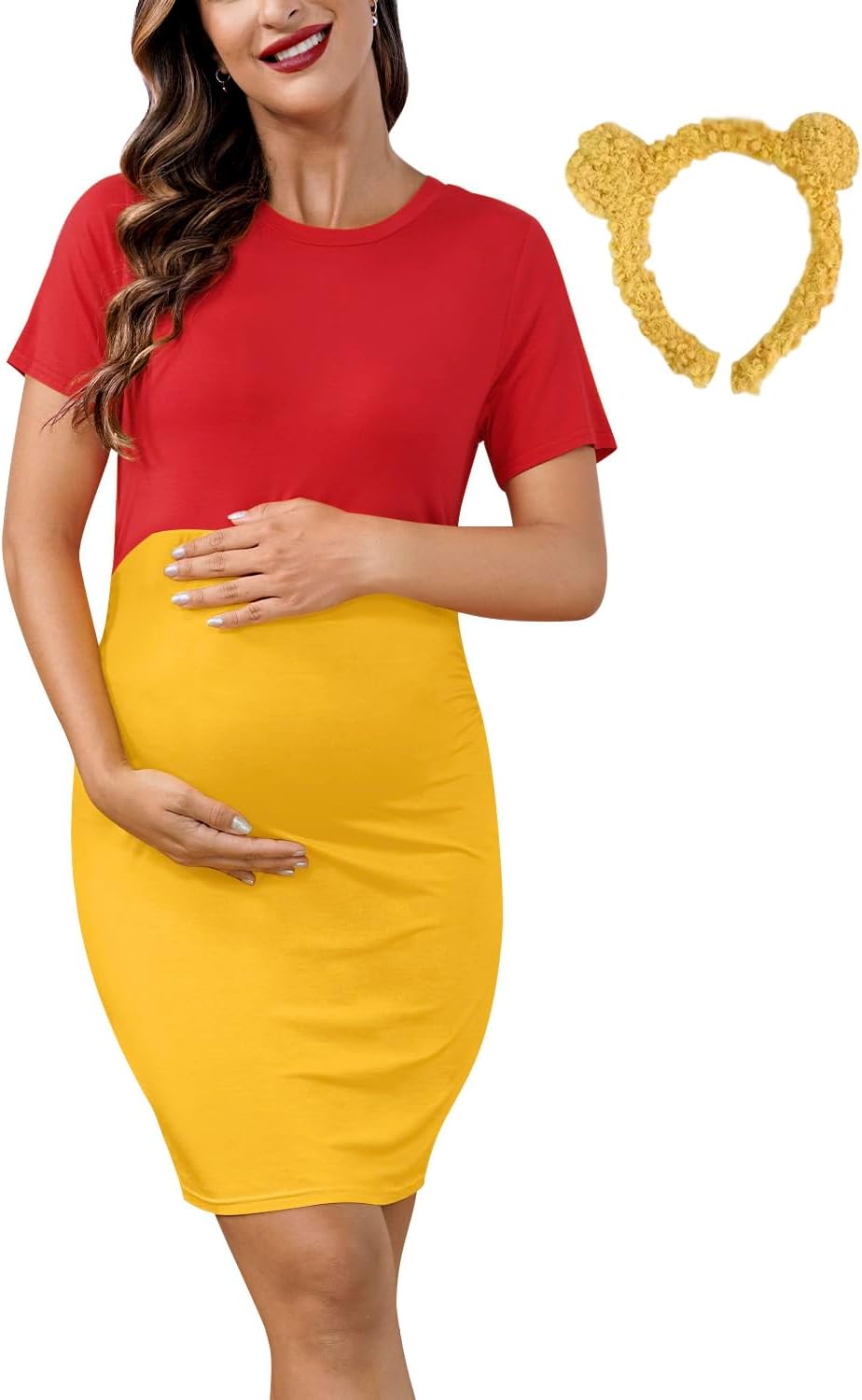 Adorable Halloween Maternity Mini Dress with Hair Band for Moms