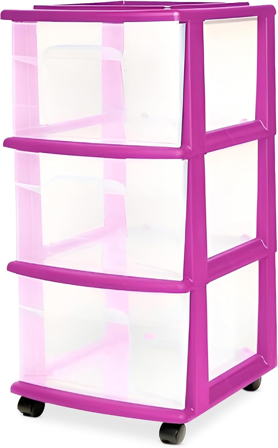 3-Tier Clear Plastic Storage Organizer Cart for Home & Office
