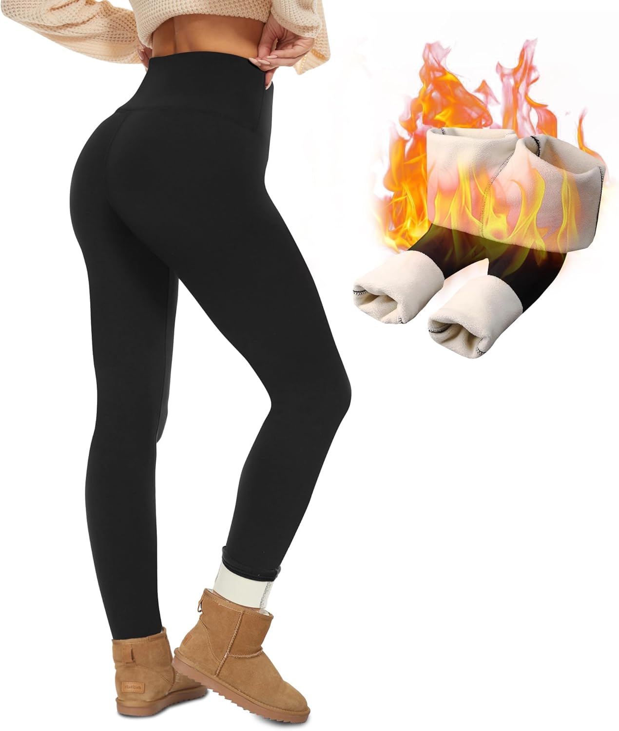 NexiEpoch Fleece Lined Leggings for Women - Warm Winter Comfort