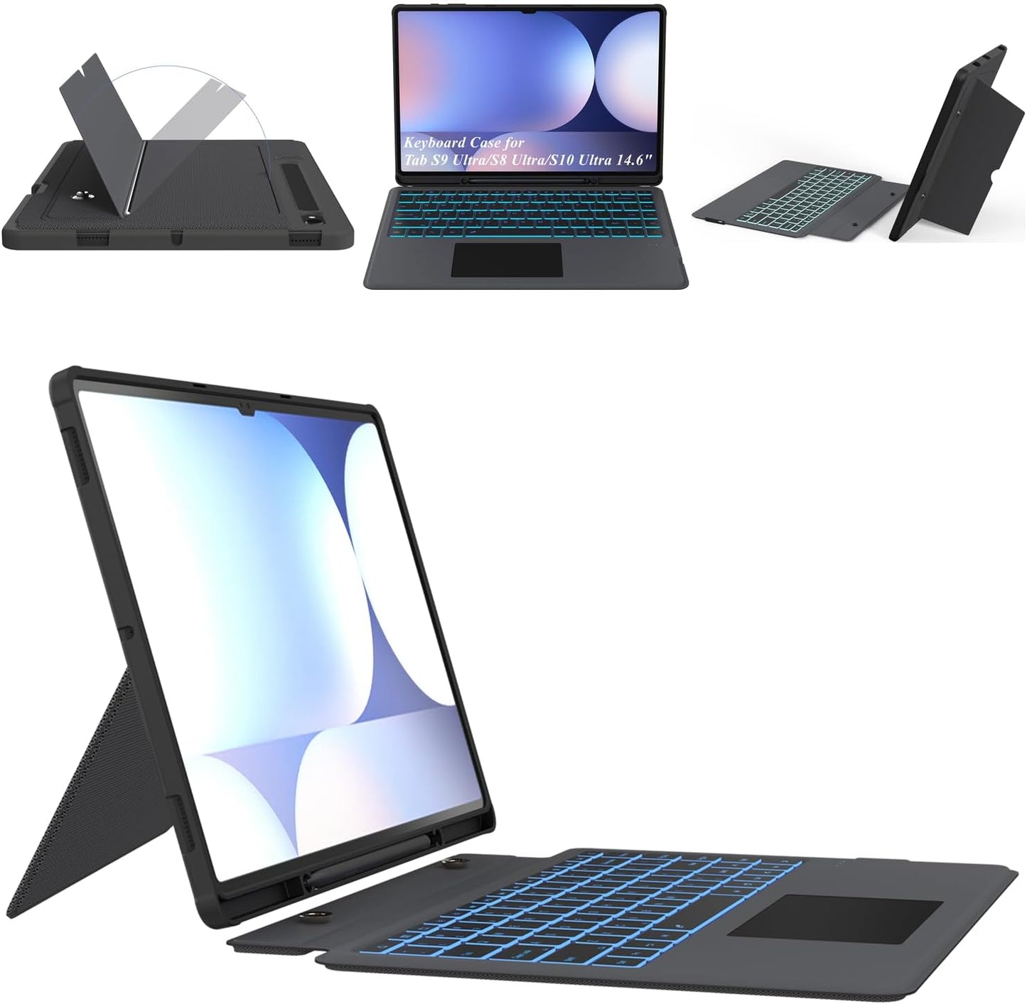 Keyboard Case for Samsung Galaxy Tab S10/S9/S8 Ultra with Touchpad