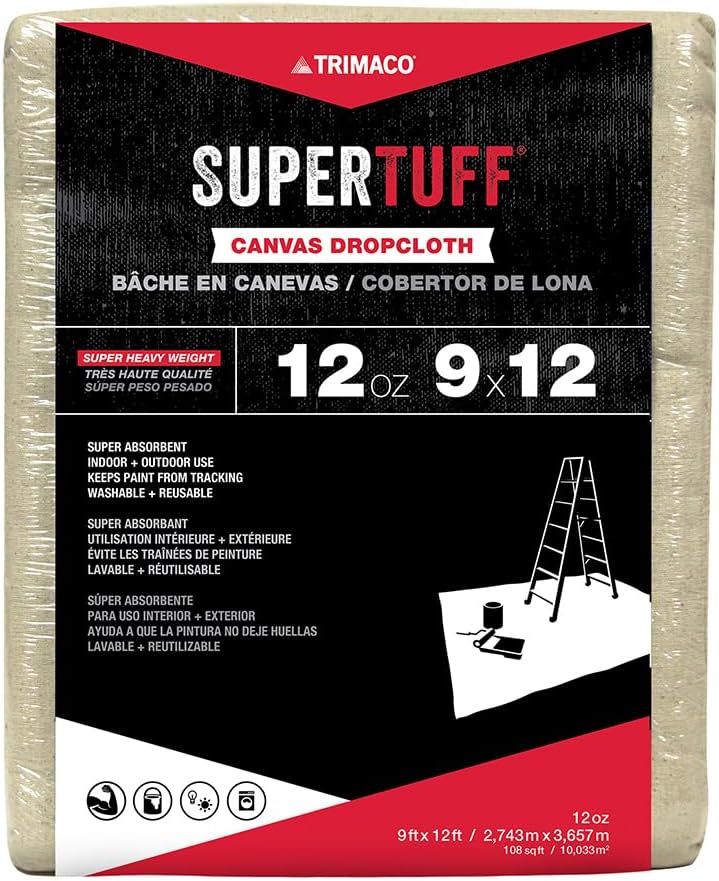 Trimaco SuperTuff 12 oz Canvas Drop Cloth for Large Rooms