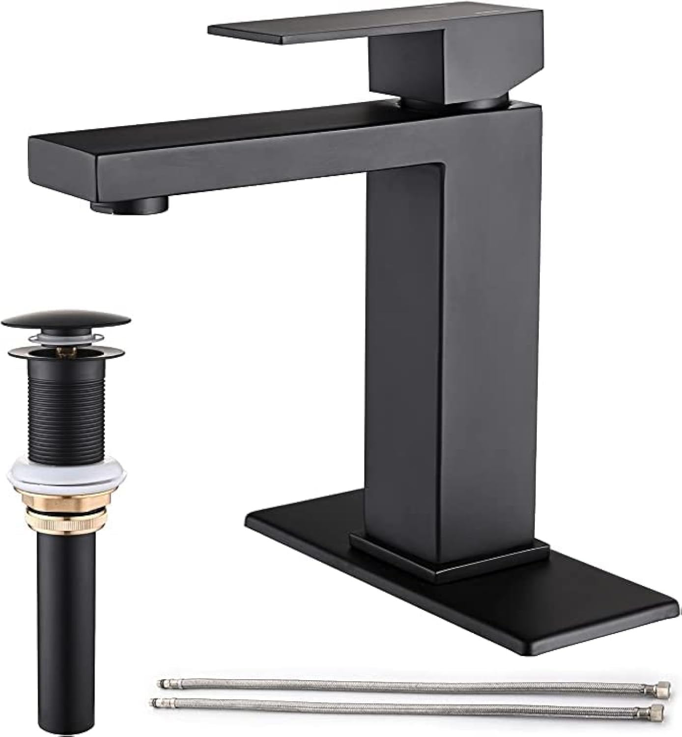 Matte Black Bathroom Faucet with Waterfall Spout for Modern Sinks
