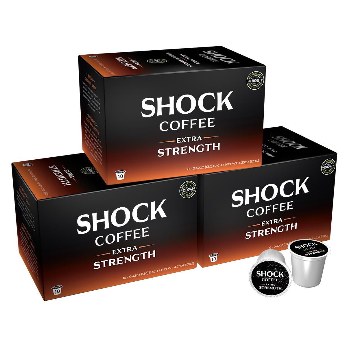 Shock Coffee Extra Strength Cups - Bold Arabica Med-Dark Roast