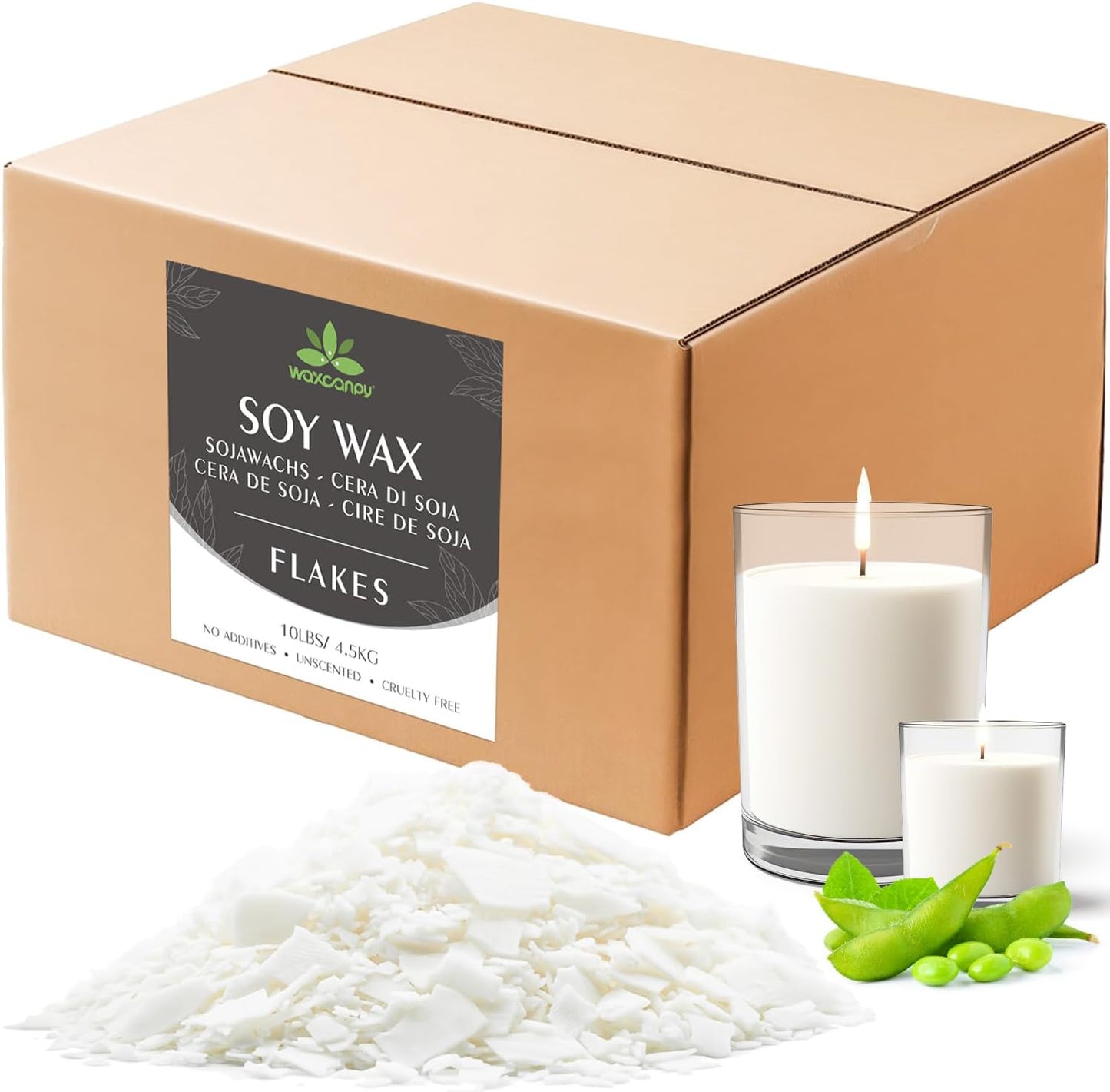 Natural Soy Wax Flakes for Candle Making - 10lb Pure Wax