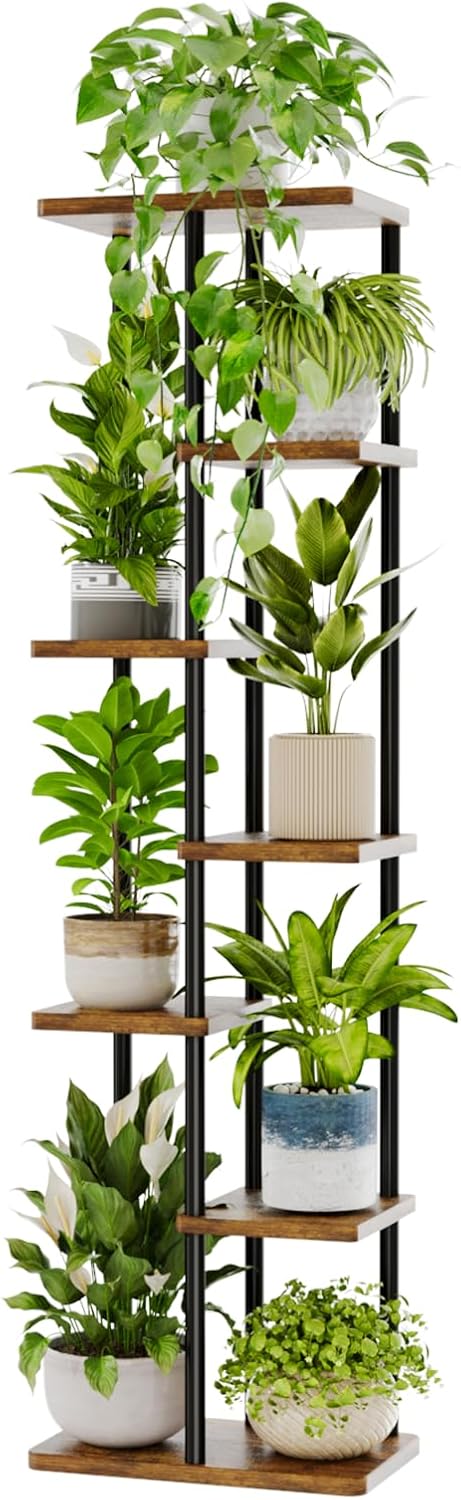 Bamworld Tall Plant Stand Indoor, 7 Tier Metal Plant Shelf