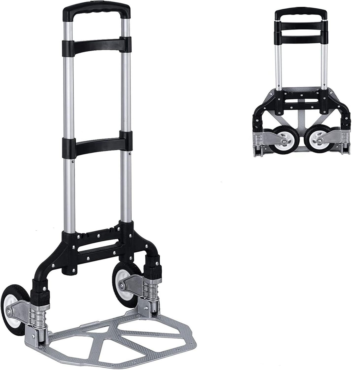 Folding Hand Truck Dolly with Telescoping Handle and Rubber Wheels