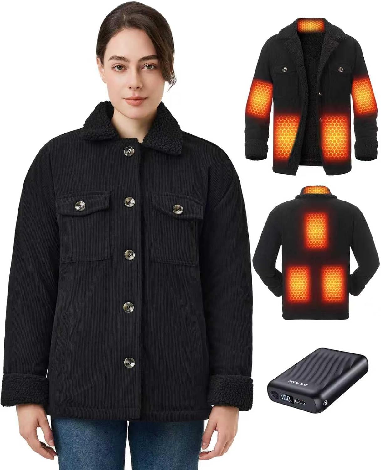 Graphene Heated Jackets for Women with 12V Battery Pack