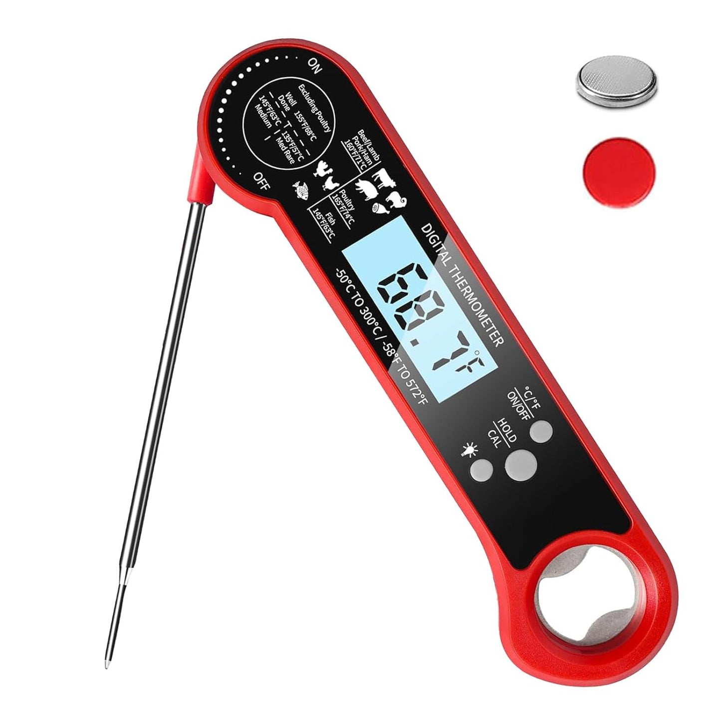 Timloon Digital Meat Thermometer - Instant Read, Waterproof, Backlit Display