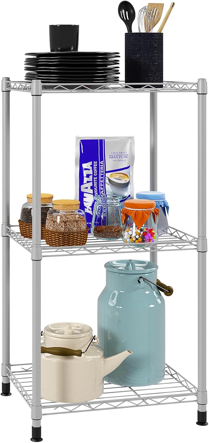 396Lbs Capacity Metal Storage Rack 3 Tier - Organize with Ease